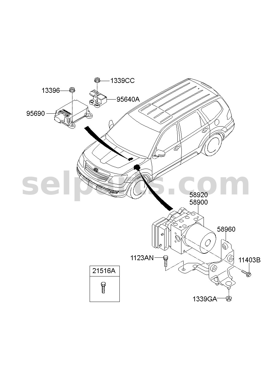 Genuine BRACKET - HYDRAULIC MODULE for Kia MOHAVE 16 (2016-2019) #589602J300