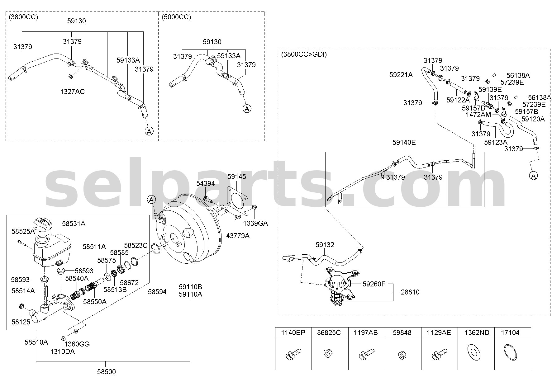 Genuine BOOSTER ASSY-BRAKE for Hyundai Sonata #59110C1500