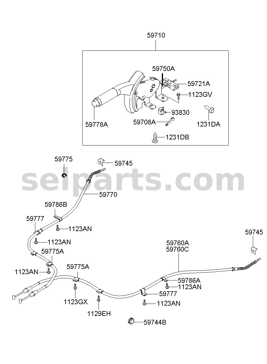 Genuine CABLE ASSY-PARKNG BRAKE for Hyundai Sonata #59750C1000