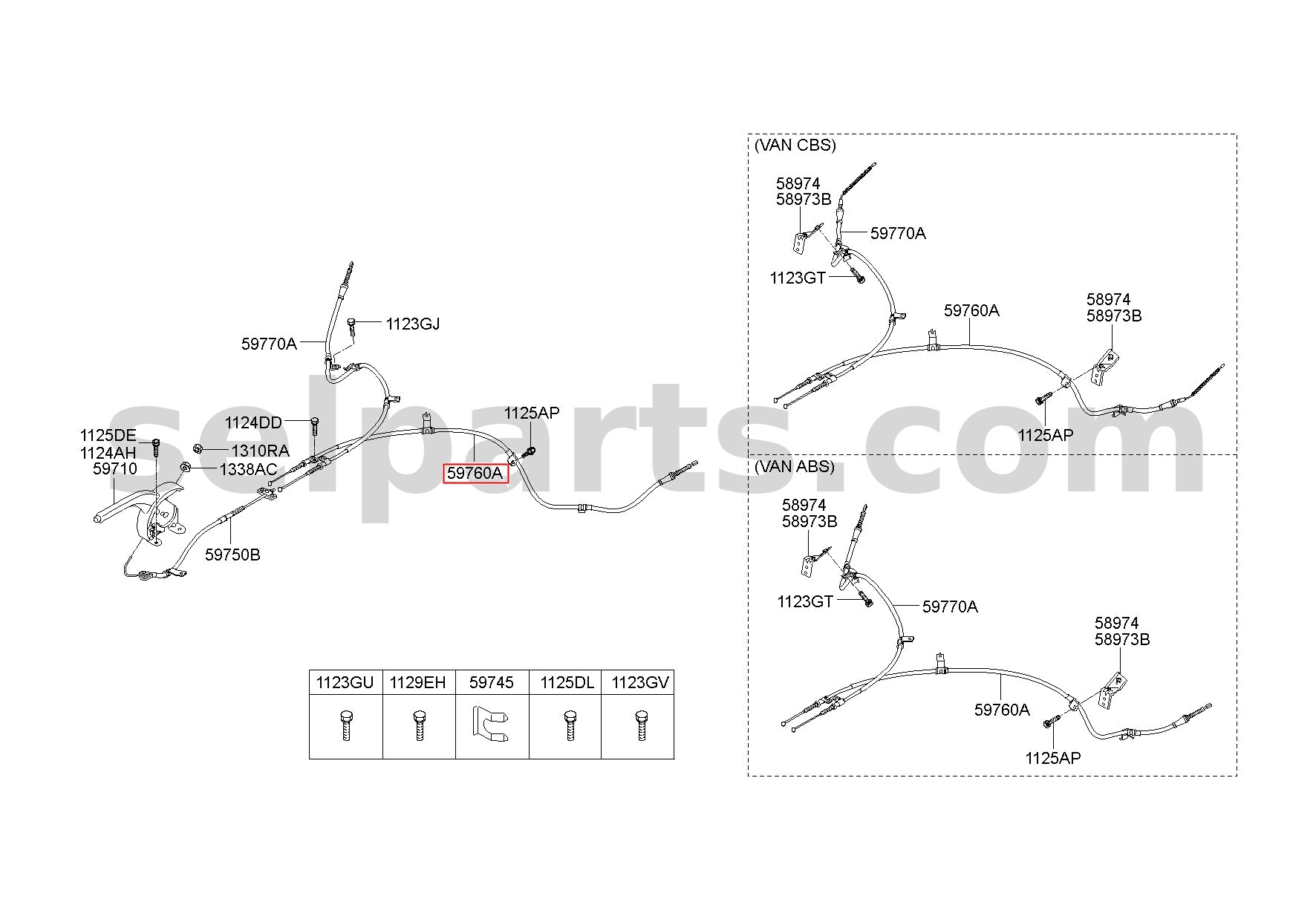 Genuine CABLE ASSY-PARKING BRAKE,LH for Hyundai Grand Starex #597604H300