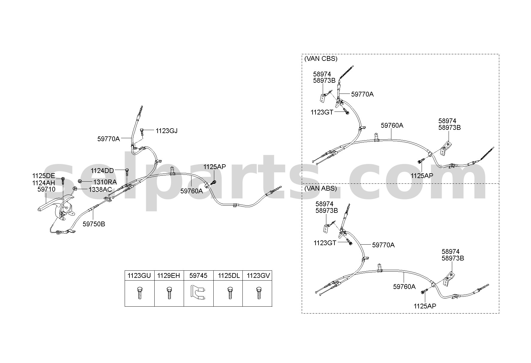 Genuine CABLE ASSY-PARKING BRAKE,RH for Hyundai Grand Starex #597704H730