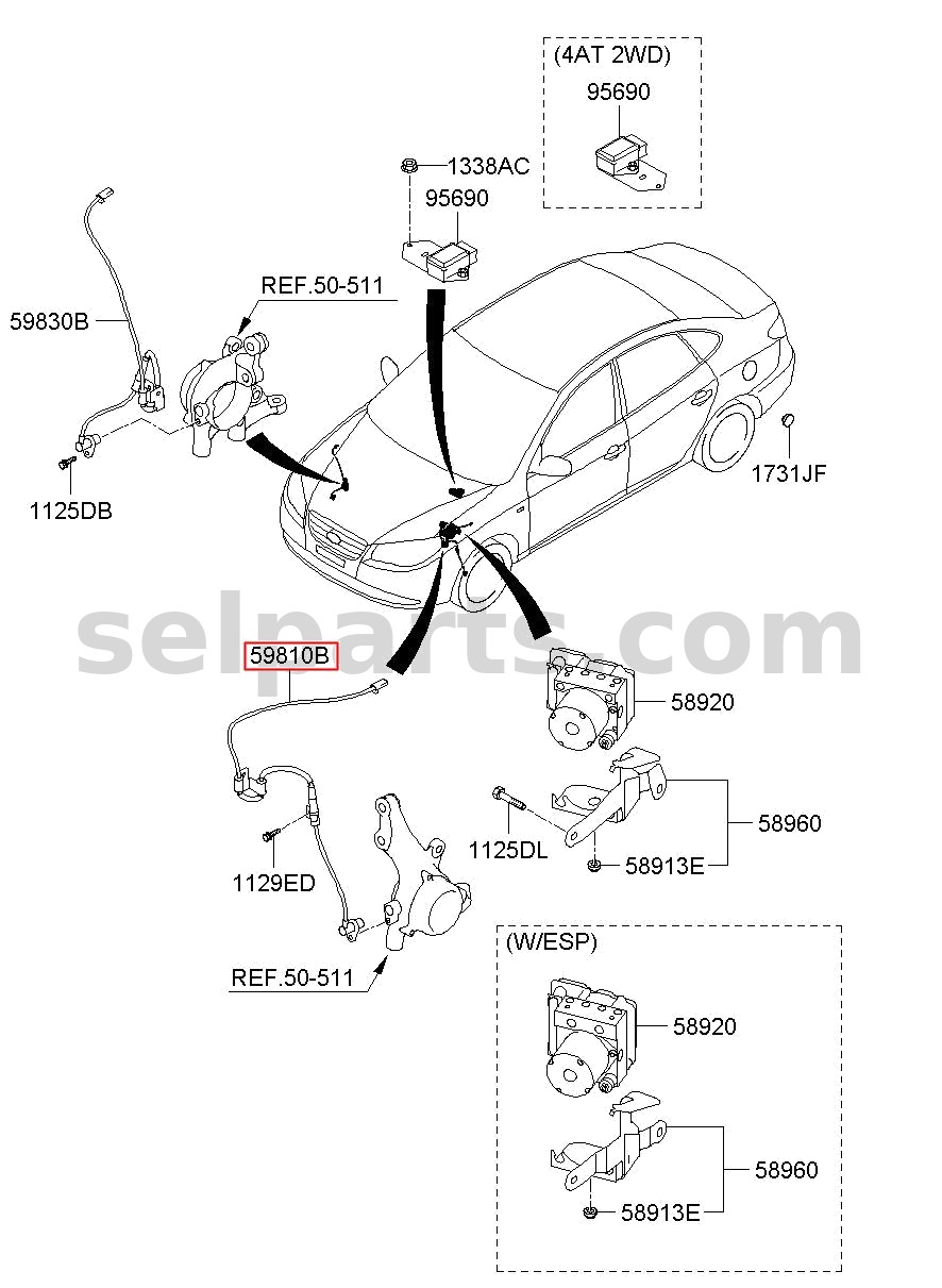 Genuine SENSOR ASSY-FR ABS.LH for Hyundai Sonata #59810C1000