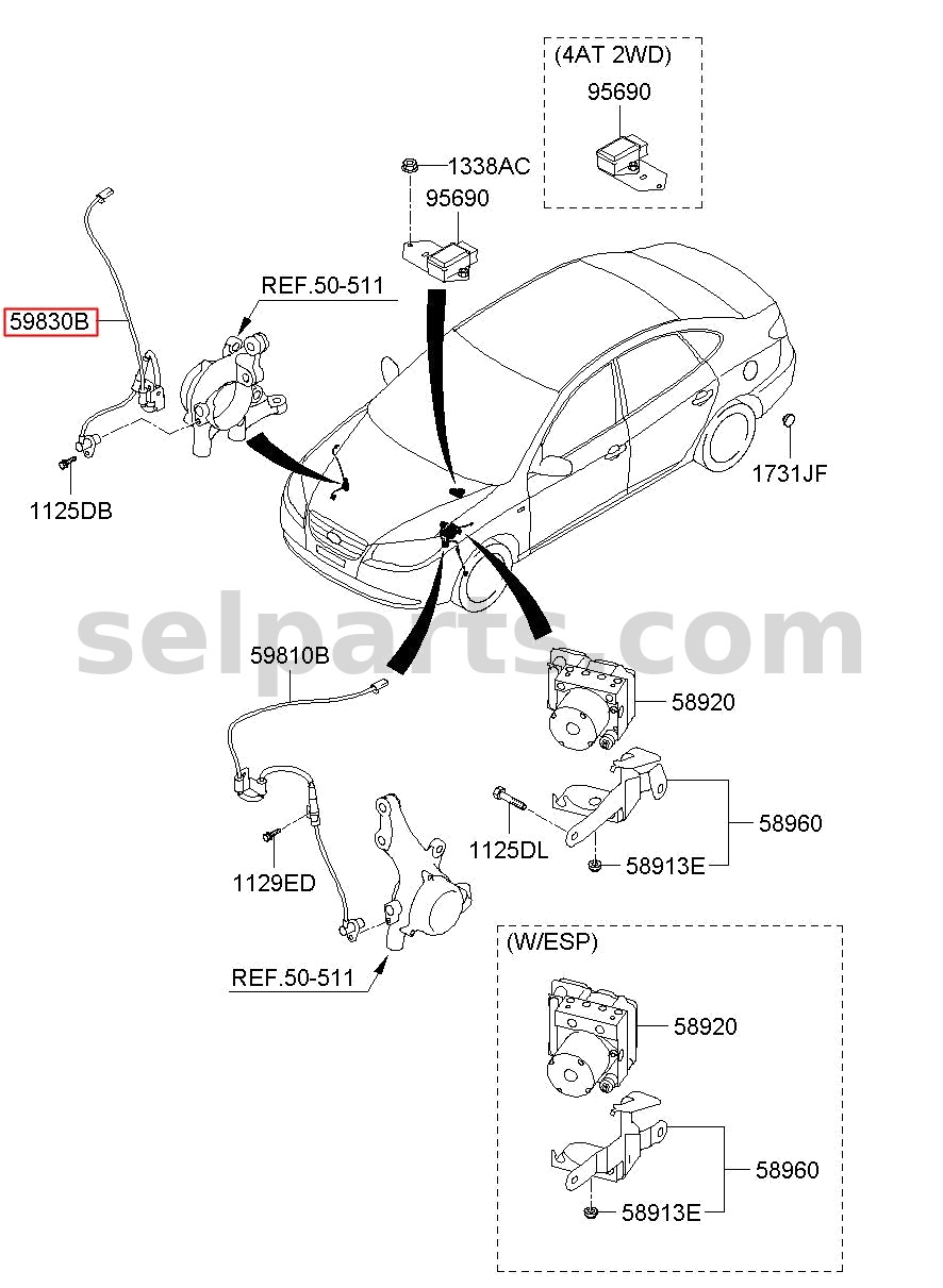 Genuine SENSOR ASSY-FR ABS.RH for Hyundai Sonata #59830C1000