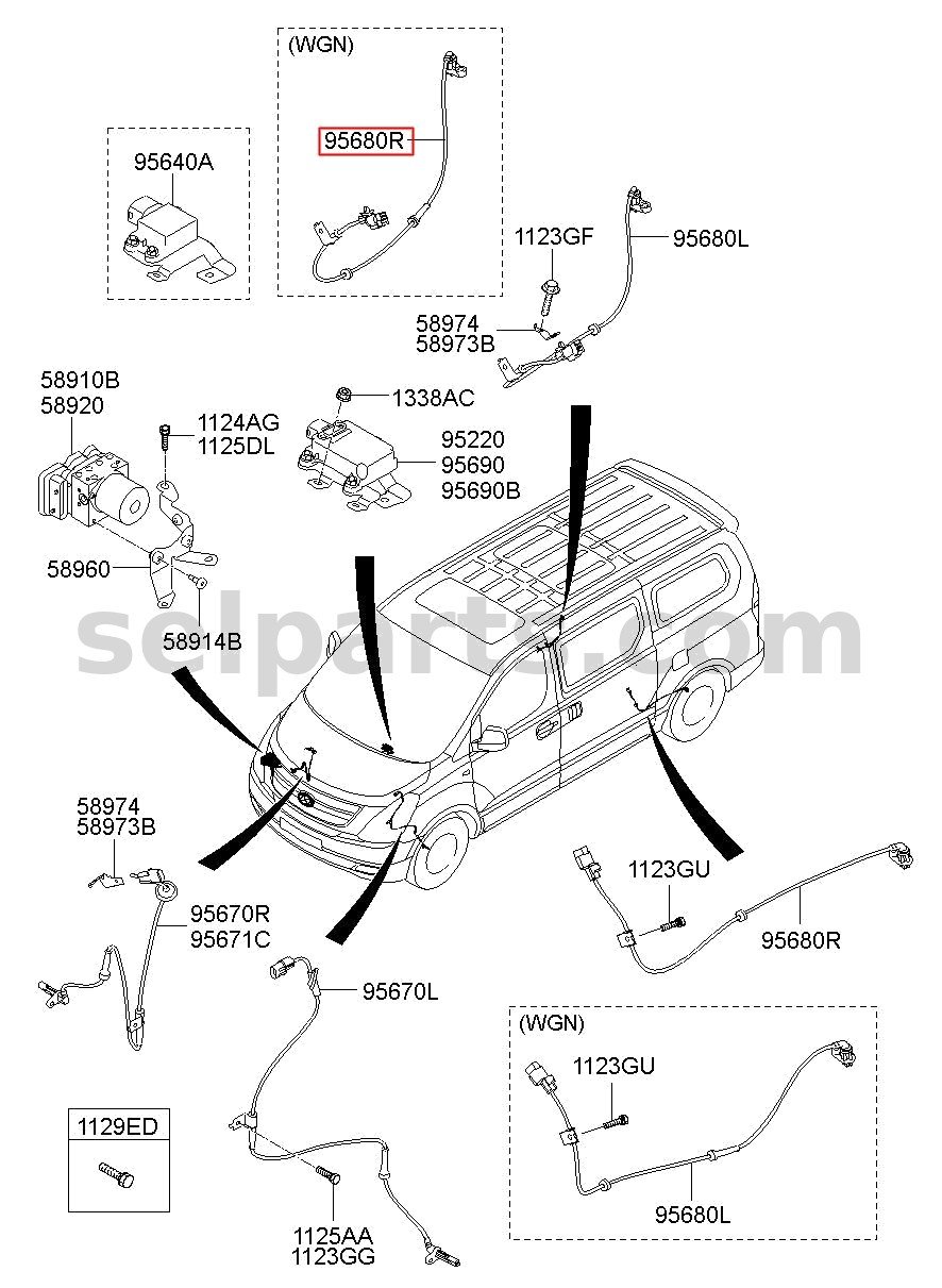 Genuine SENSOR ASSY-ABS REAR WHEEL,RH for Hyundai Grand Starex #599304H300