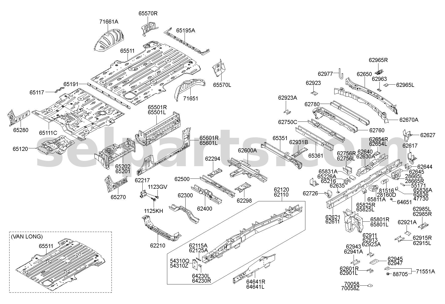 Genuine CROSSMEMBER ASSY,NO.9 for Hyundai Grand Starex #627804H300