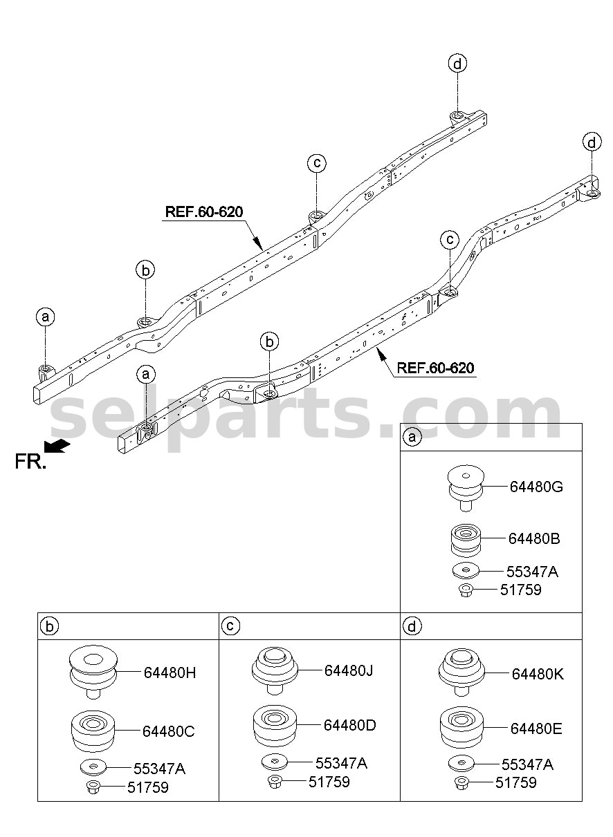 Genuine RUBBER ASSY - BODY MOUNTING NO. 2 UPPER for Kia MOHAVE 16 (2016-2019) #632102J000