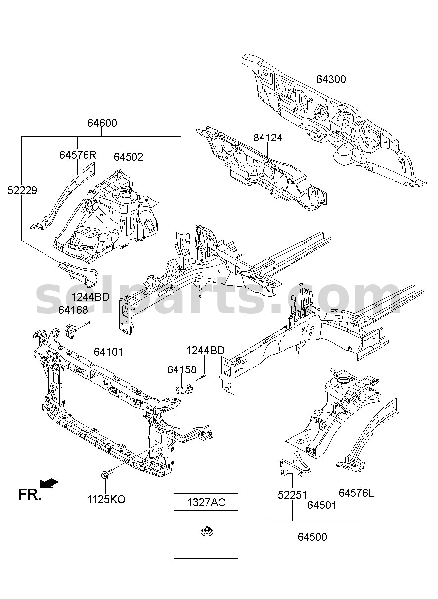 Genuine BRACKET-F.FENDER,RH for Hyundai Sonata #64547C1000