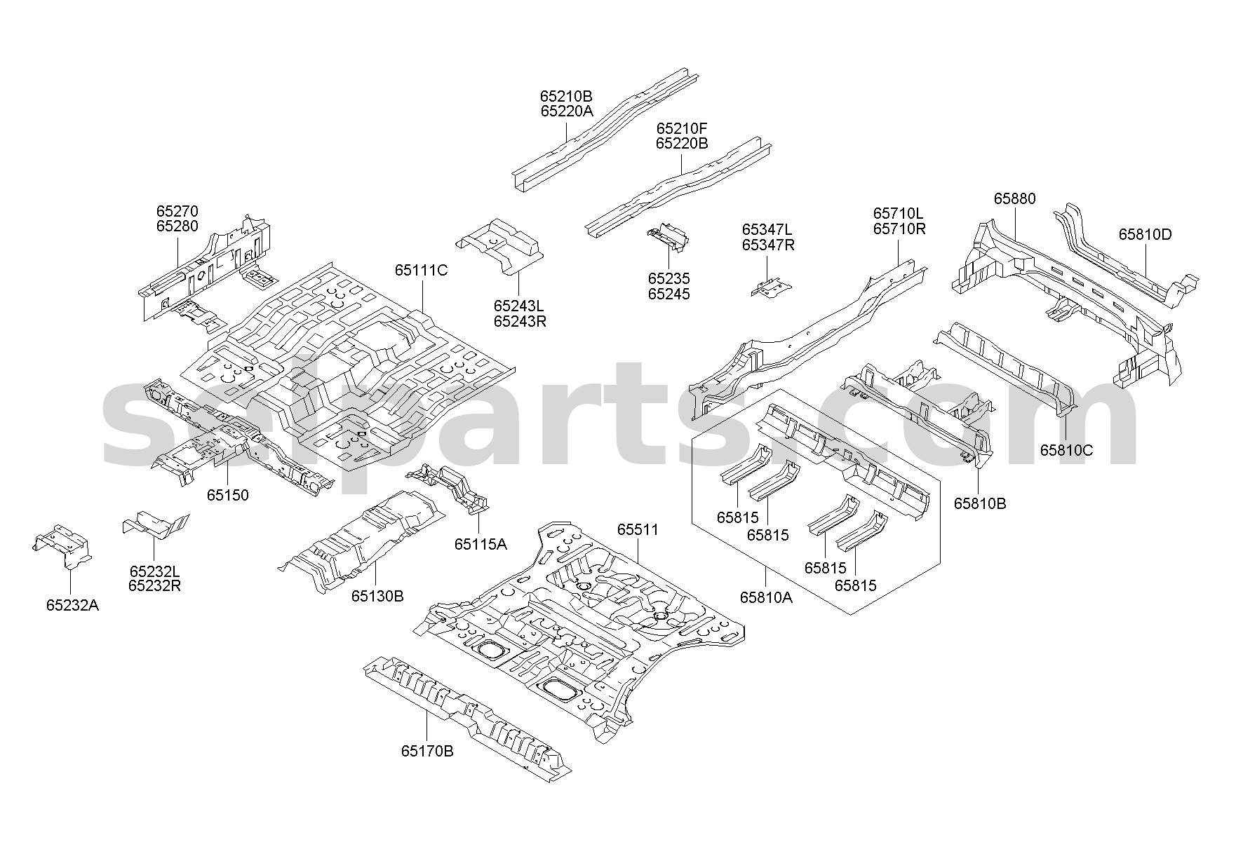 Genuine PANEL-FRONT SILL SIDE INNER,RH for Hyundai Sonata #65281C1000