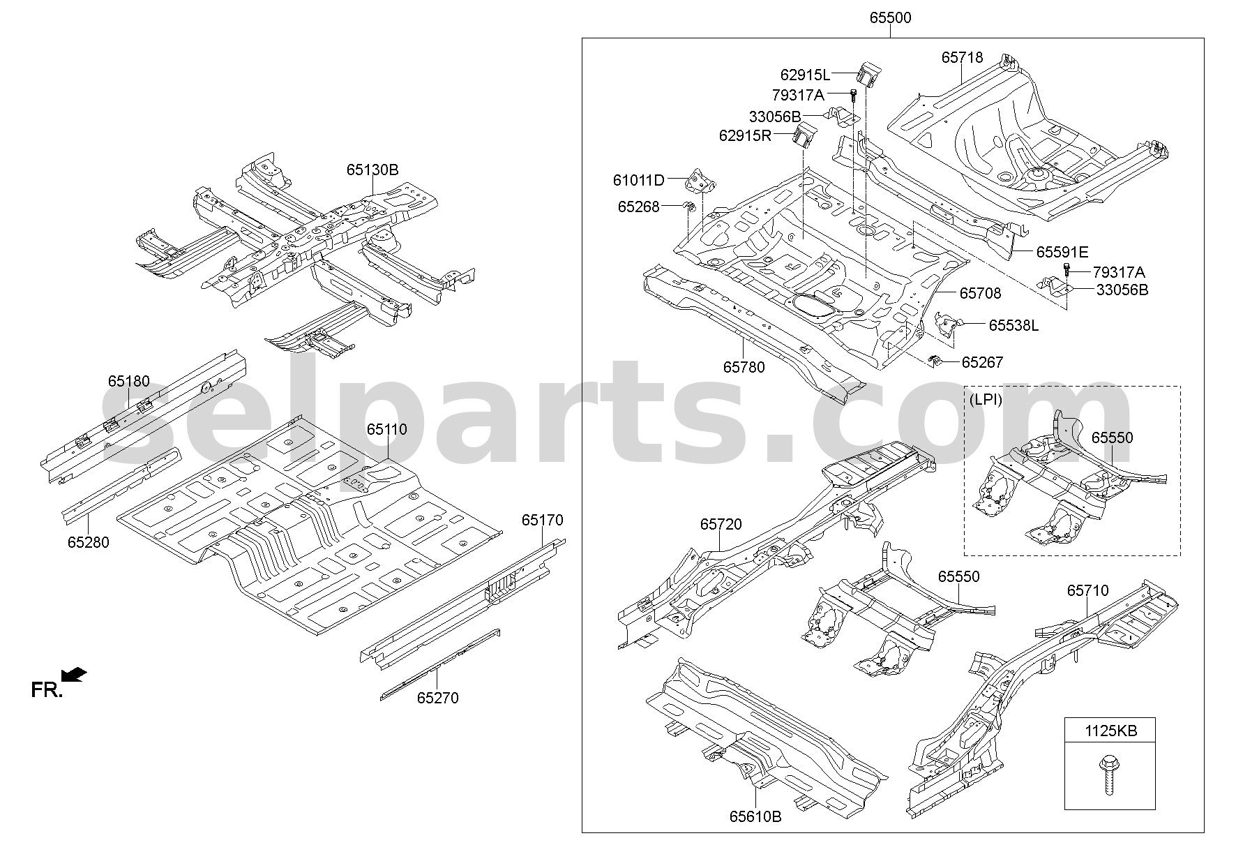 Genuine MBR ASSY-RR FLR CTR CROSS UPR for Hyundai Sonata #65591C1000