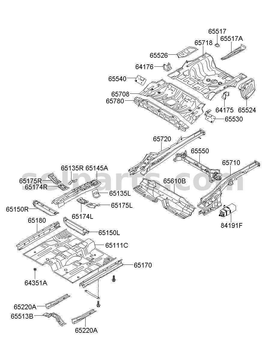 Genuine MEMBER ASSY-RR FLOOR FR CROSS for Kia Sportage #65631D3000