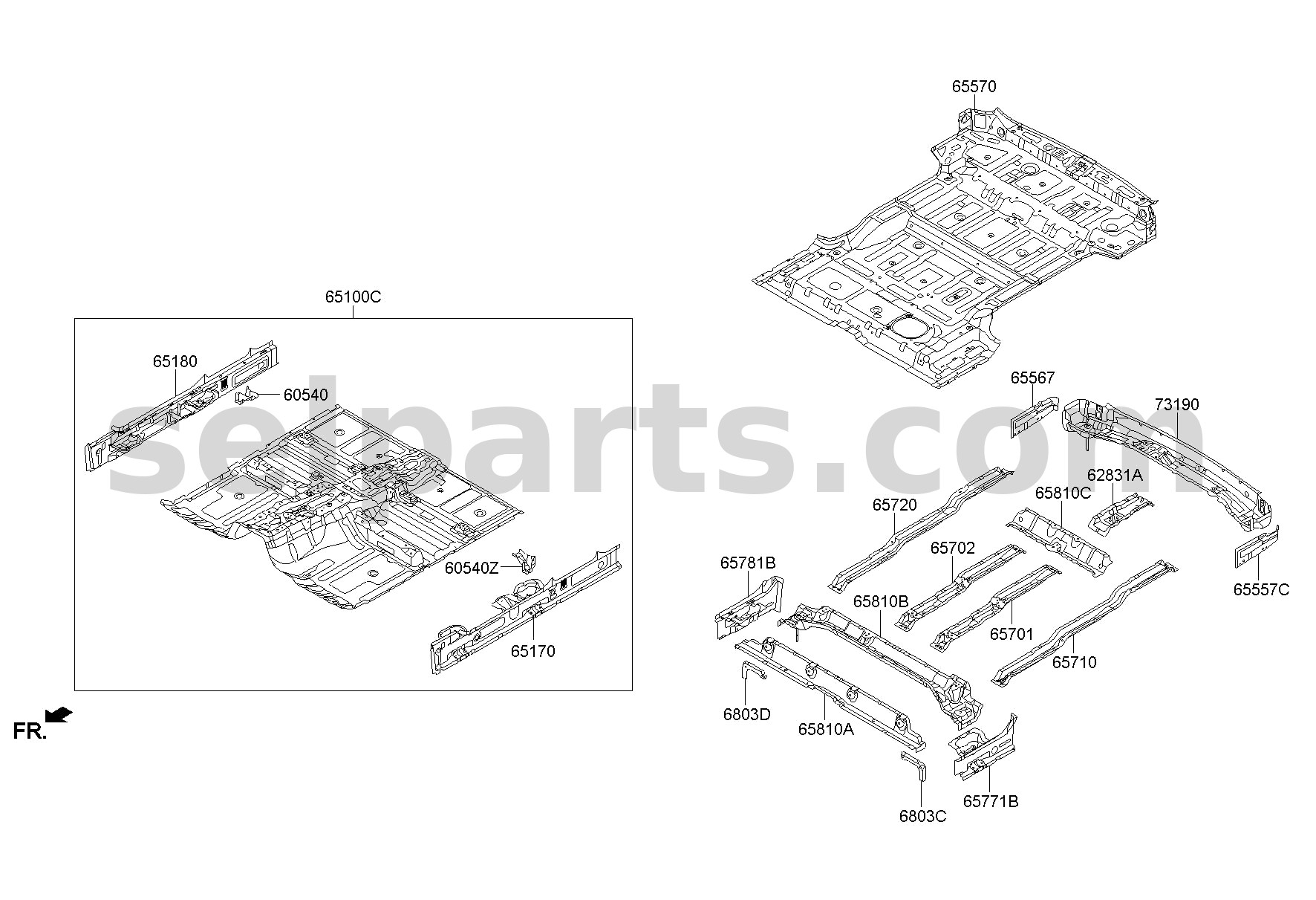 Genuine MEMBER - SPARE WHEEL CARRIER FRONT for Kia MOHAVE 16 (2016-2019) #657352J100