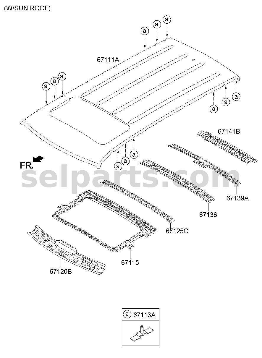 Genuine RING ASSY - SUNROOF REINFORCING for Kia MOHAVE 16 (2016-2019) #671152J000