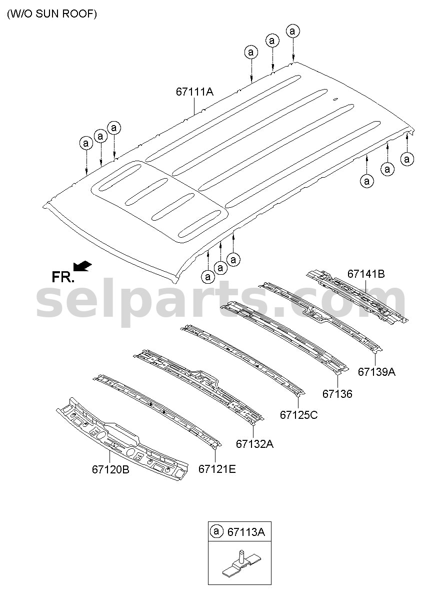 Genuine RAIL - ROOF CENTER NO. 5 for Kia MOHAVE 16 (2016-2019) #671392J000