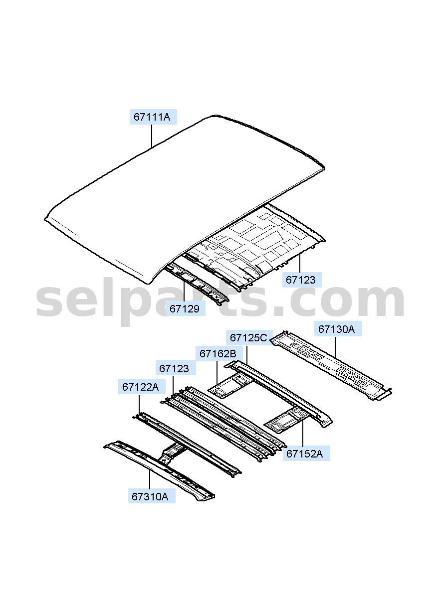 Genuine RAIL-ROOF CTR NO.1 for Hyundai Sonata #67152C1000