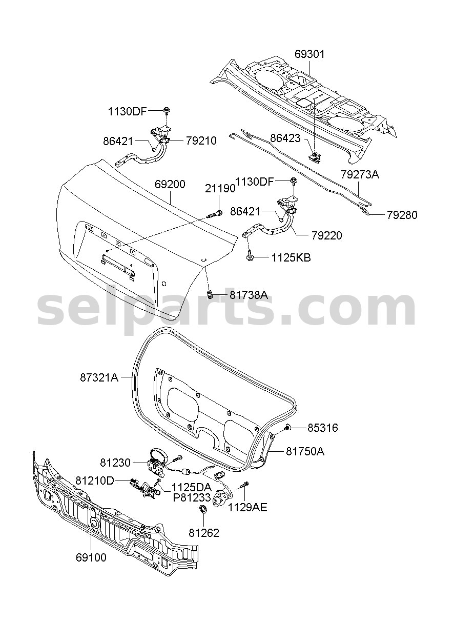 Genuine PANEL ASSY-REAR PACKAGE TRAY for Hyundai Sonata #69300C1000