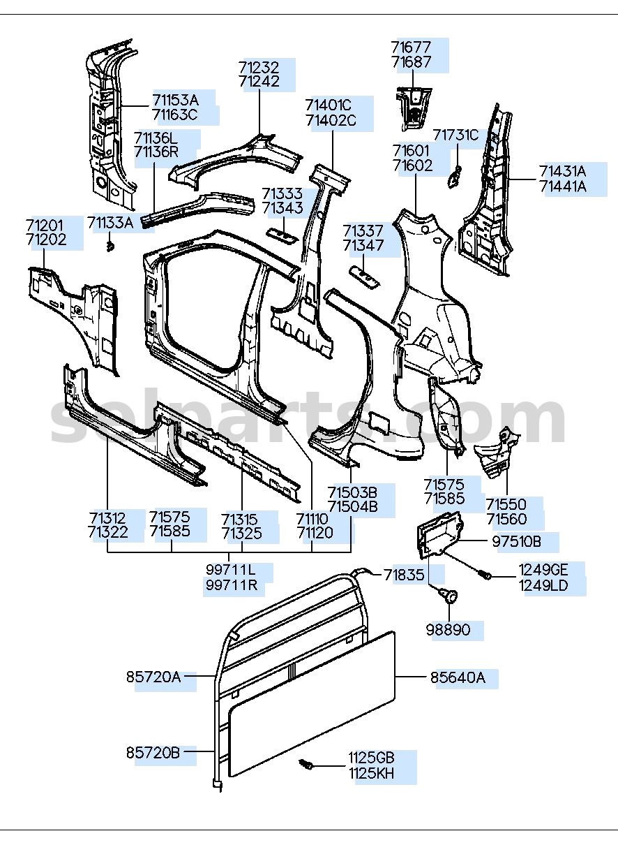 Genuine PILLAR ASSY-CENTER INNER,LH for Hyundai Sonata #71401C1050