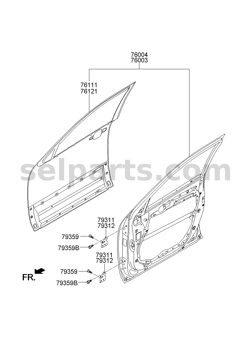 Genuine PANEL ASSY - FRONT DOOR, RH for Kia MOHAVE 16 (2016-2019) #760042J010