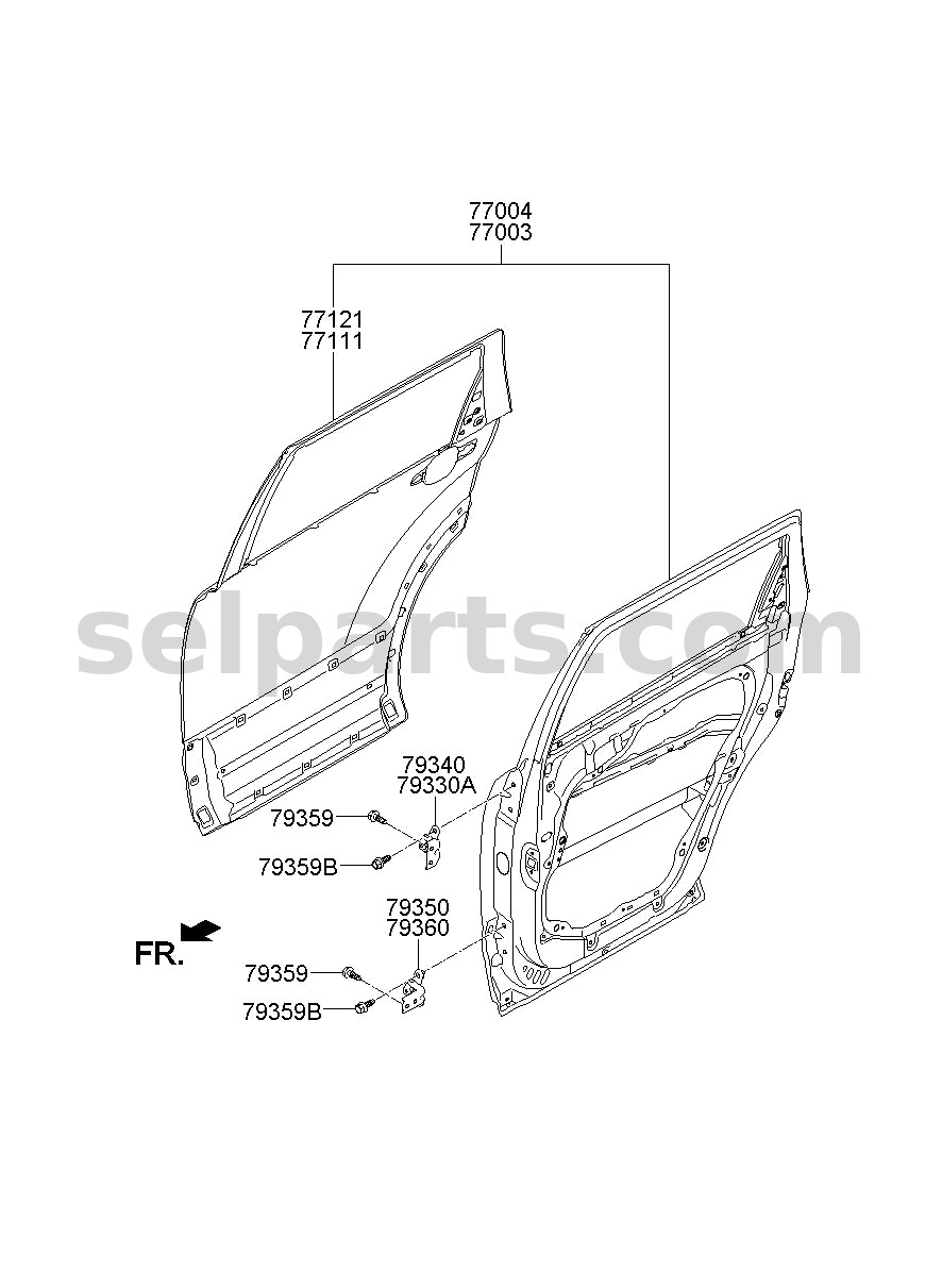 Genuine PANEL ASSY - REAR DOOR, RH for Kia MOHAVE 16 (2016-2019) #770042J010