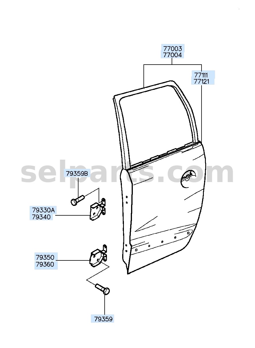 Genuine PANEL ASSY-REAR DOOR,RH for Hyundai Sonata #77004C1020