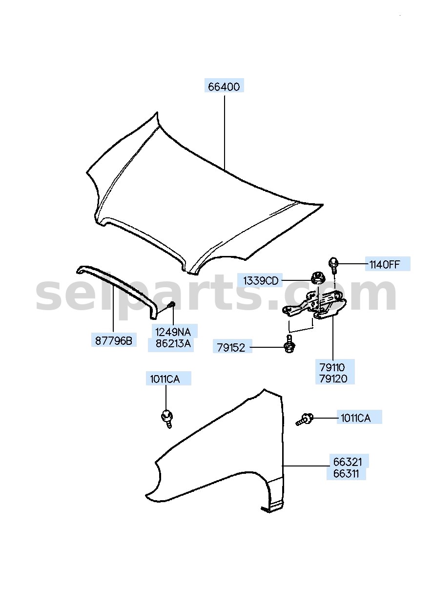 Genuine HINGE ASSY-HOOD,RH for Hyundai Sonata #79120C1000
