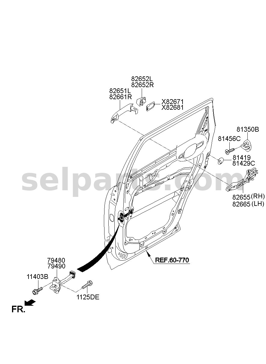 Genuine CHECKER ASSY - REAR DOOR, LH for Kia MOHAVE 16 (2016-2019) #794802J000