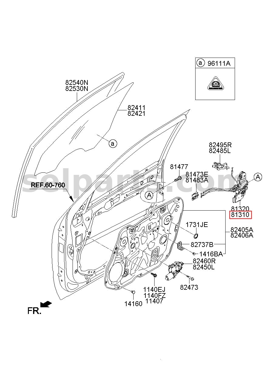 Genuine LATCH ASSY - FRONT DOOR, LH for Kia MOHAVE 16 (2016-2019) #813102J010