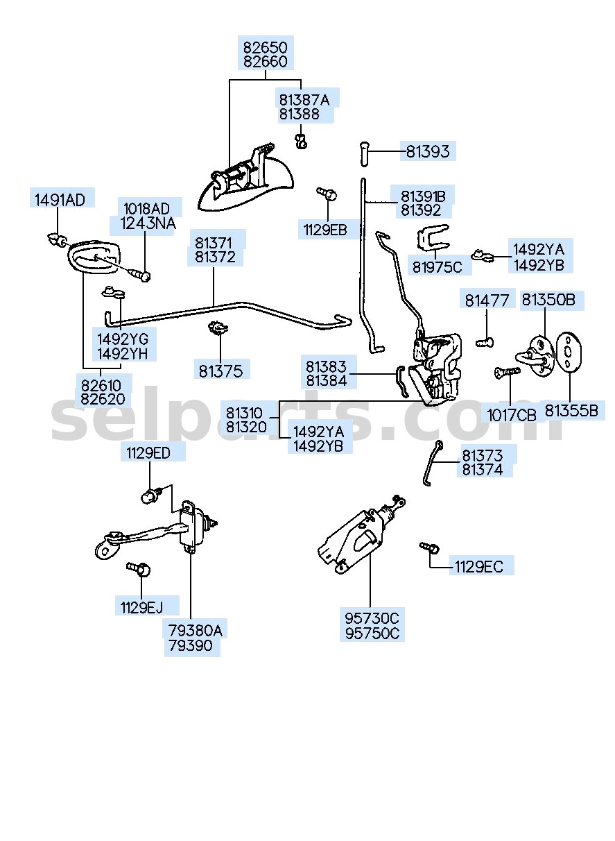 Genuine LATCH ASSY-FRONT DOOR,RH for Hyundai Sonata #81320C1020