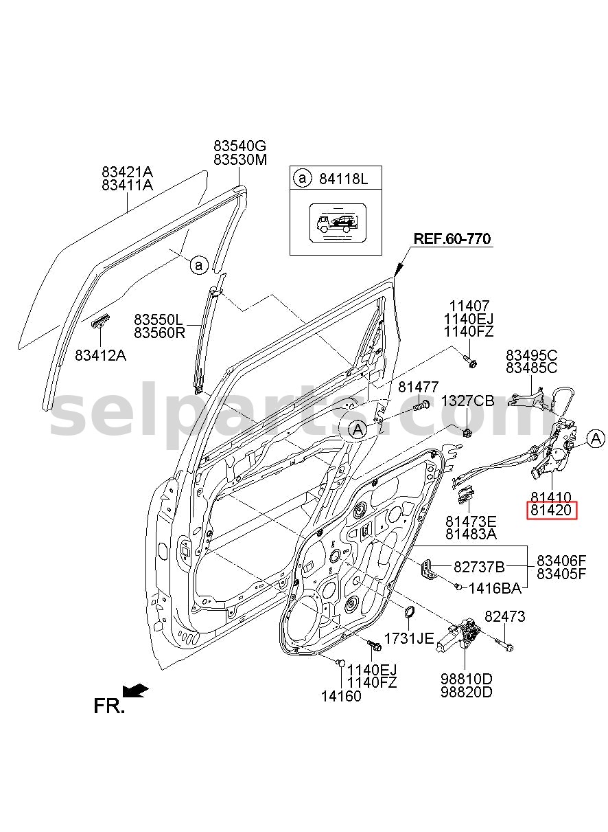 Genuine LATCH ASSY - REAR DOOR, RH for Kia MOHAVE 16 (2016-2019) #814202J010