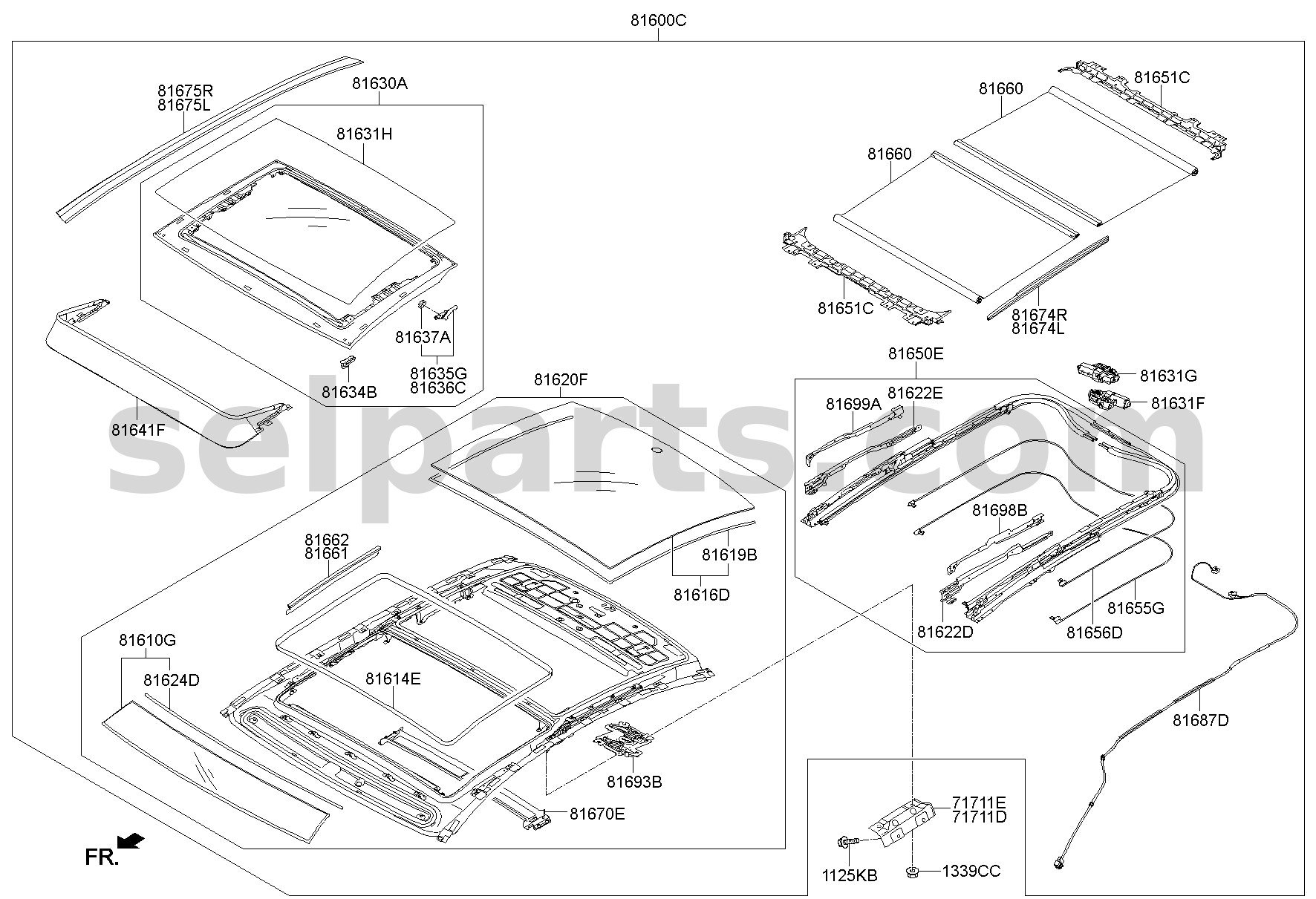 Genuine COVER-SUNROOF DECORATION,LH for Hyundai Sonata #81673C1000