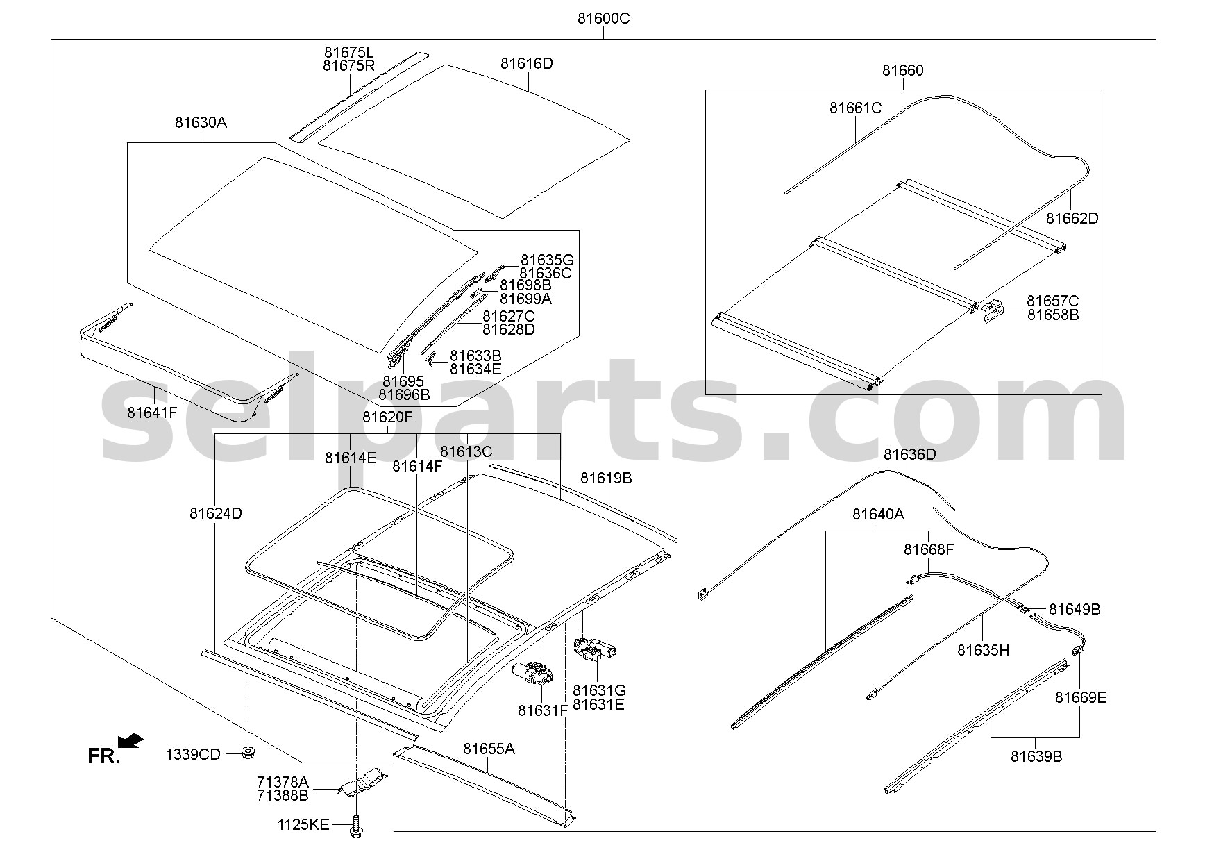 Genuine SIDE MOLDING-PANORAMAROOF,LH for Hyundai Sonata #81675C1000