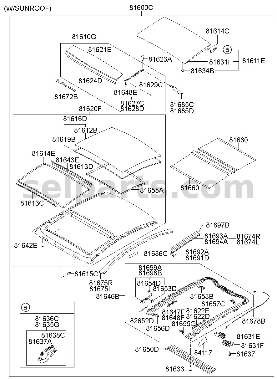 Genuine SLED ASSY-RR,LH for Hyundai Sonata #816983S000
