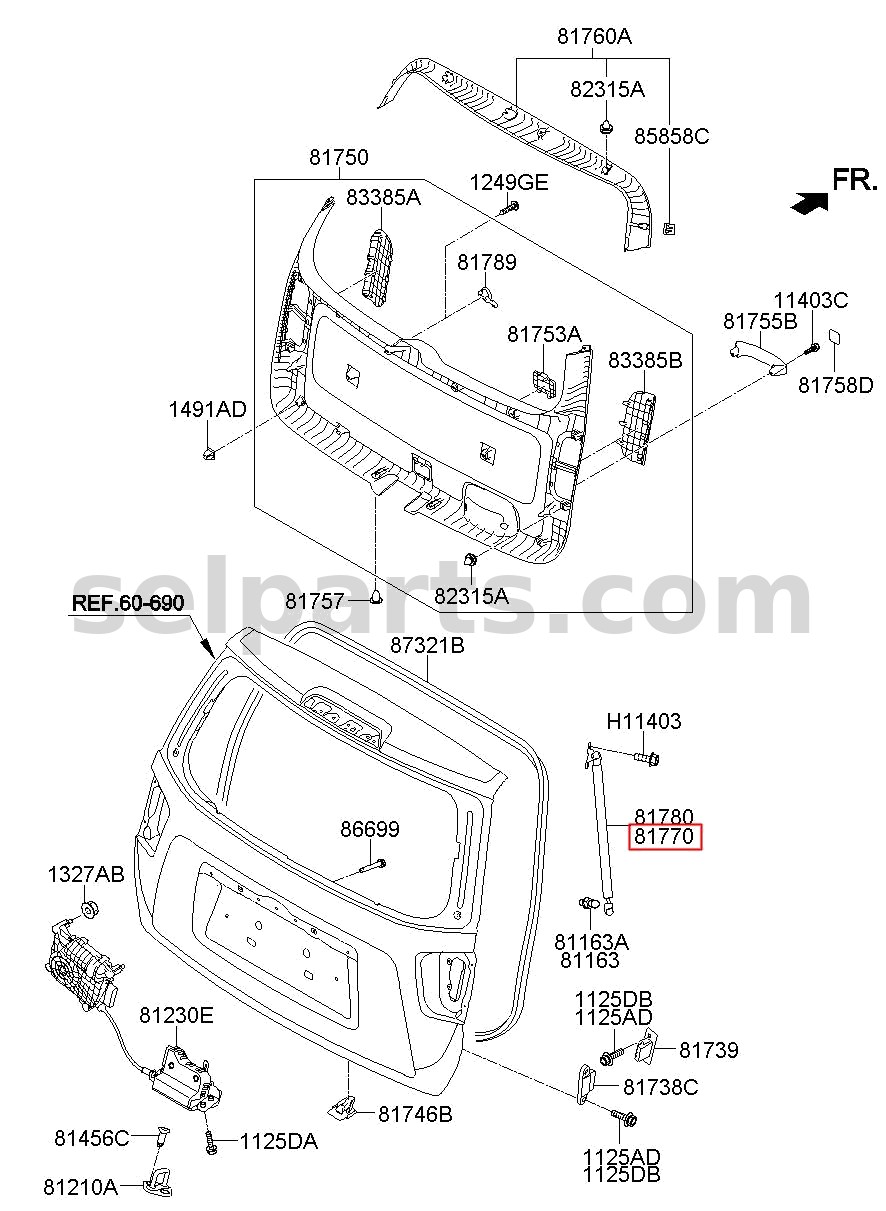 Genuine LIFTER ASSY - TAILGATE, LH for Kia MOHAVE 16 (2016-2019) #817702J000