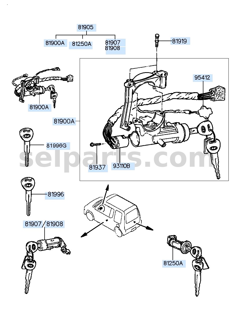 Genuine LOCK ASSY - STEERING & IGNITION for Kia MOHAVE 16 (2016-2019) #819002J710