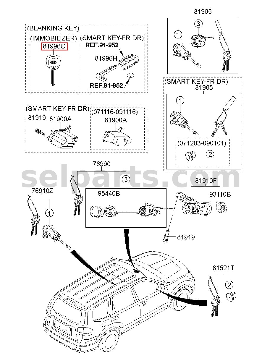 Genuine KEY - BLANKING IMMOBILIZER for Kia MOHAVE 16 (2016-2019) #819962J010