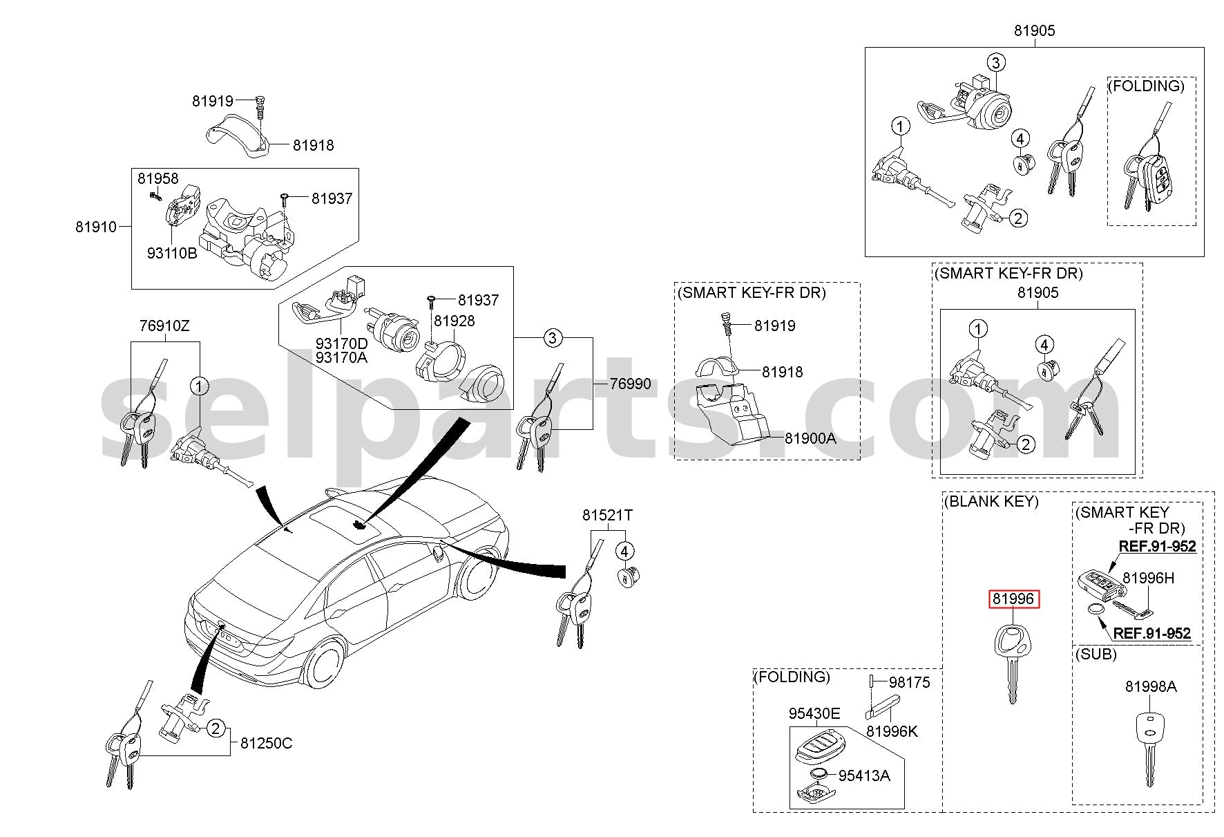 Genuine KEY-BLANKING for Hyundai Sonata #819963S000