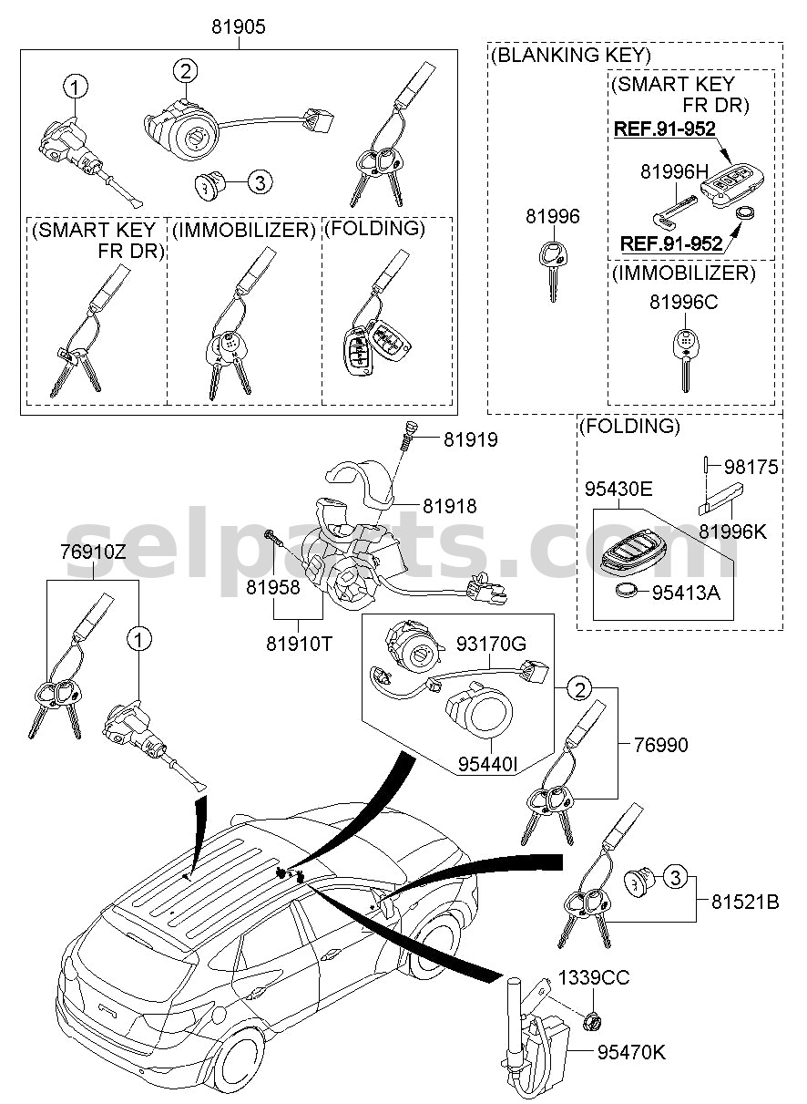 Genuine KEY-BLANKING PIC for Hyundai Sonata #819992S040