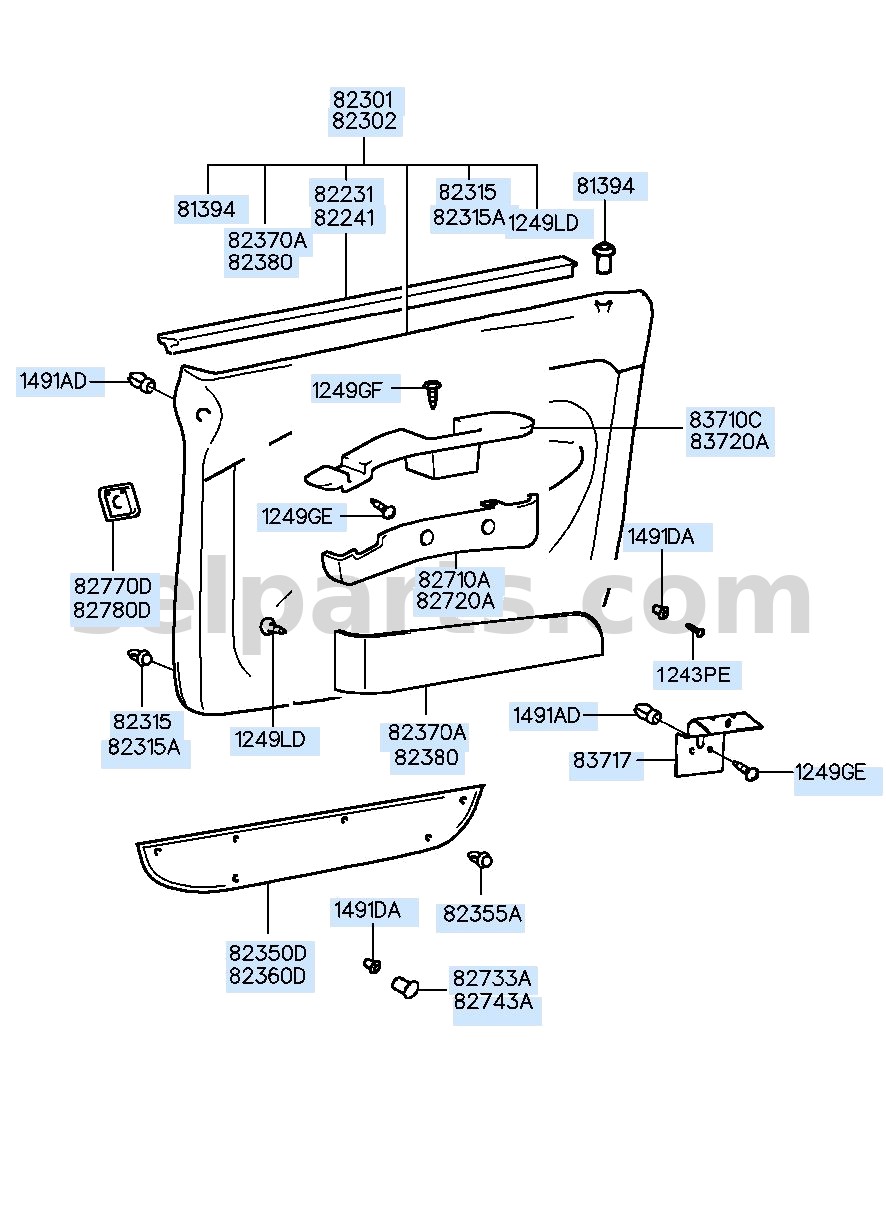 Genuine W/STRIP-FR DR BELT I/S LH for Hyundai Sonata #82231C1000