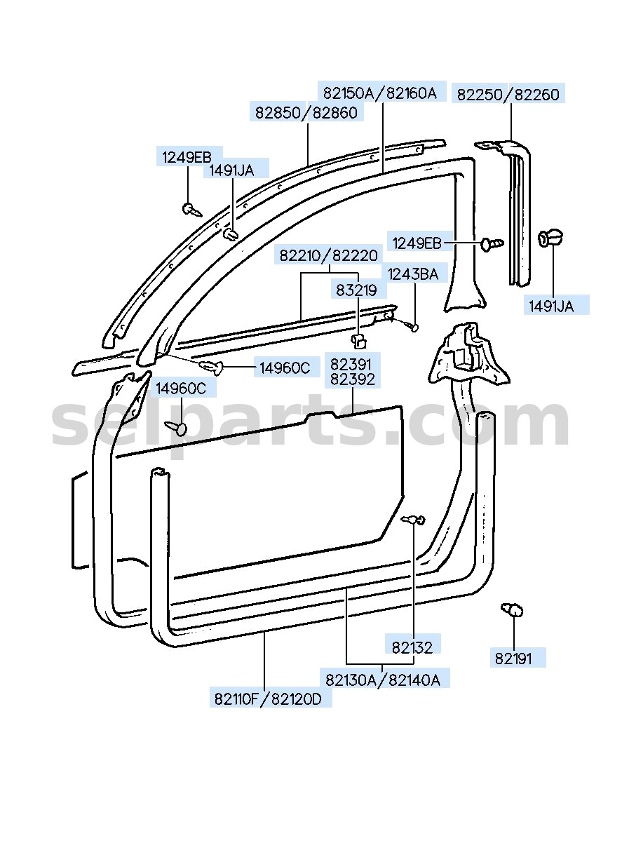 Genuine GARNISH ASSY-DR FRAME LH for Hyundai Sonata #82250C1000