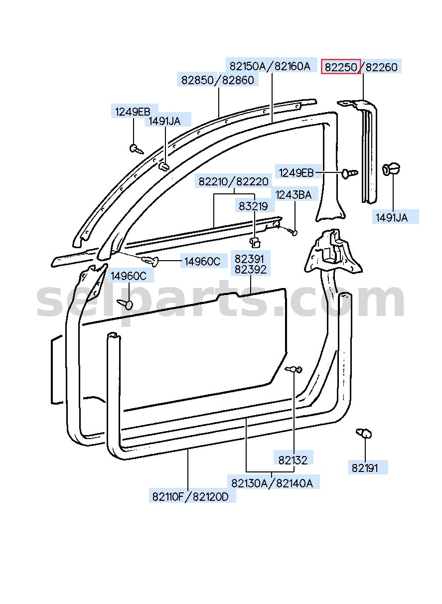 Genuine GARNISH ASSY-DR FRAME LH for Hyundai Sonata #82250C1010