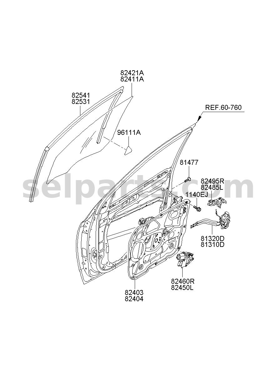 Genuine MOTOR ASSY-FRONT POWER WDW,RH for Hyundai Sonata #82460C1010