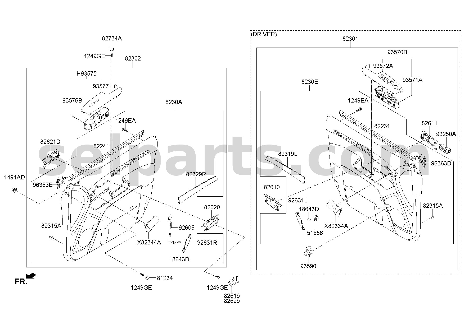 Genuine HOUSING - FRONT DOOR INSIDE HANDLE LH for Kia MOHAVE 16 (2016-2019) #826112J000WK