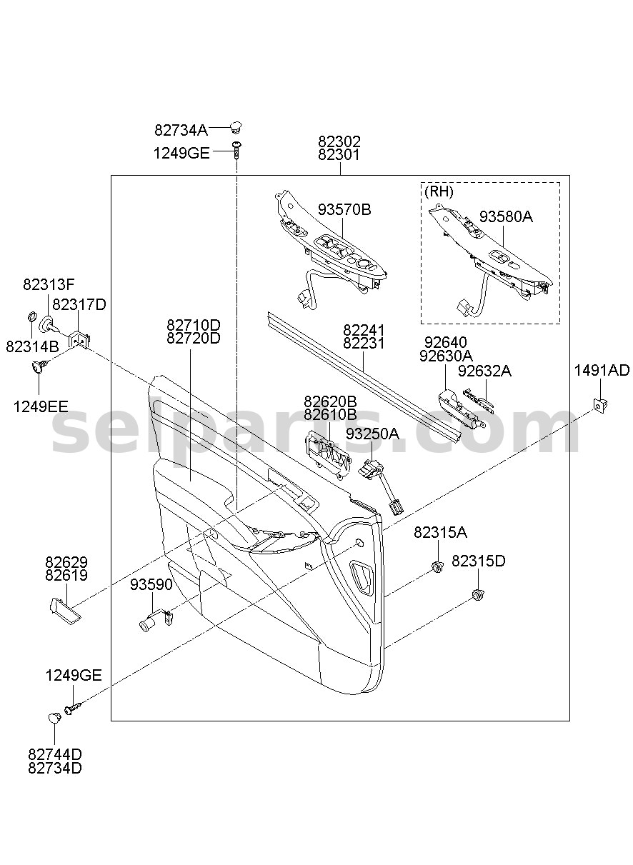 Genuine CAP-FRONT DOOR INSIDE,LH for Hyundai Sonata #82619C1000TRY