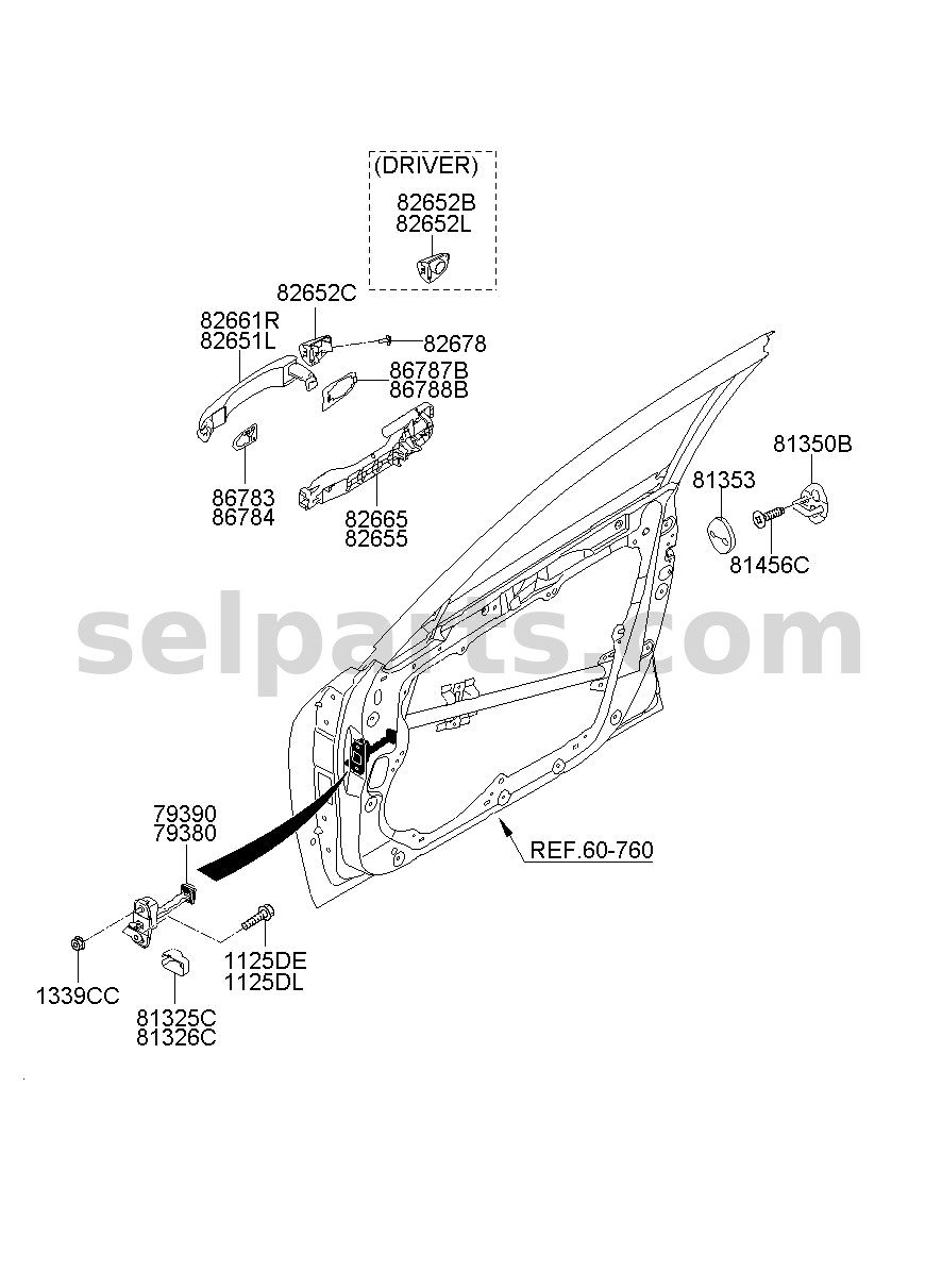 Genuine HANDLE ASSY-DOOR OUTSIDE,LH for Hyundai Sonata #82651C1150