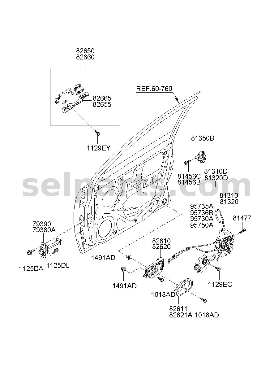 Genuine BASE ASSY-FR DR O/S HANDLE RH for Hyundai Sonata #82665C1100