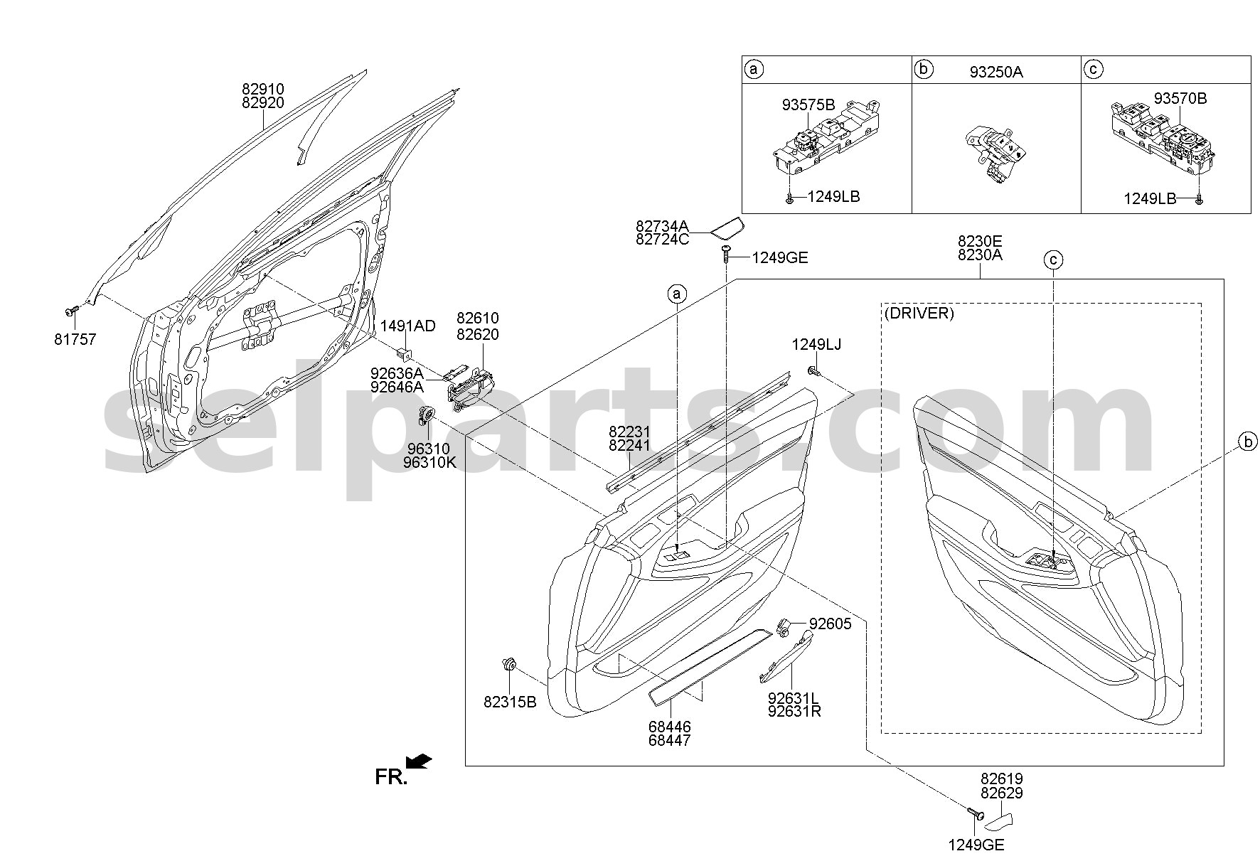 Genuine CAP-FRONT DOOR PULL HANDLE,RH for Hyundai Sonata #82724C1000TRY