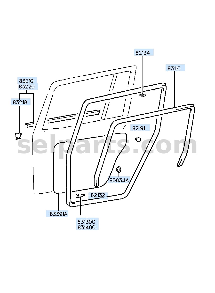 Genuine W/STRIP ASSY-RR DR SIDE LH for Hyundai Sonata #83130C1000