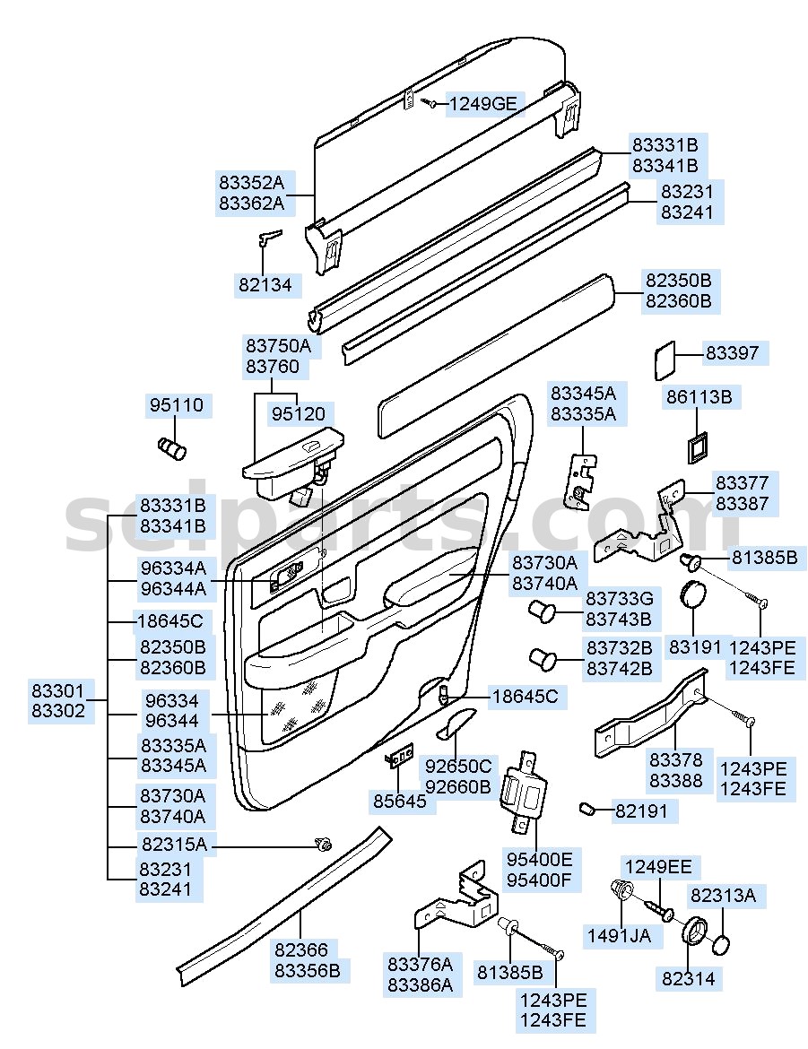 Genuine CURTAIN-REAR DR,RH for Hyundai Sonata #83362C1000