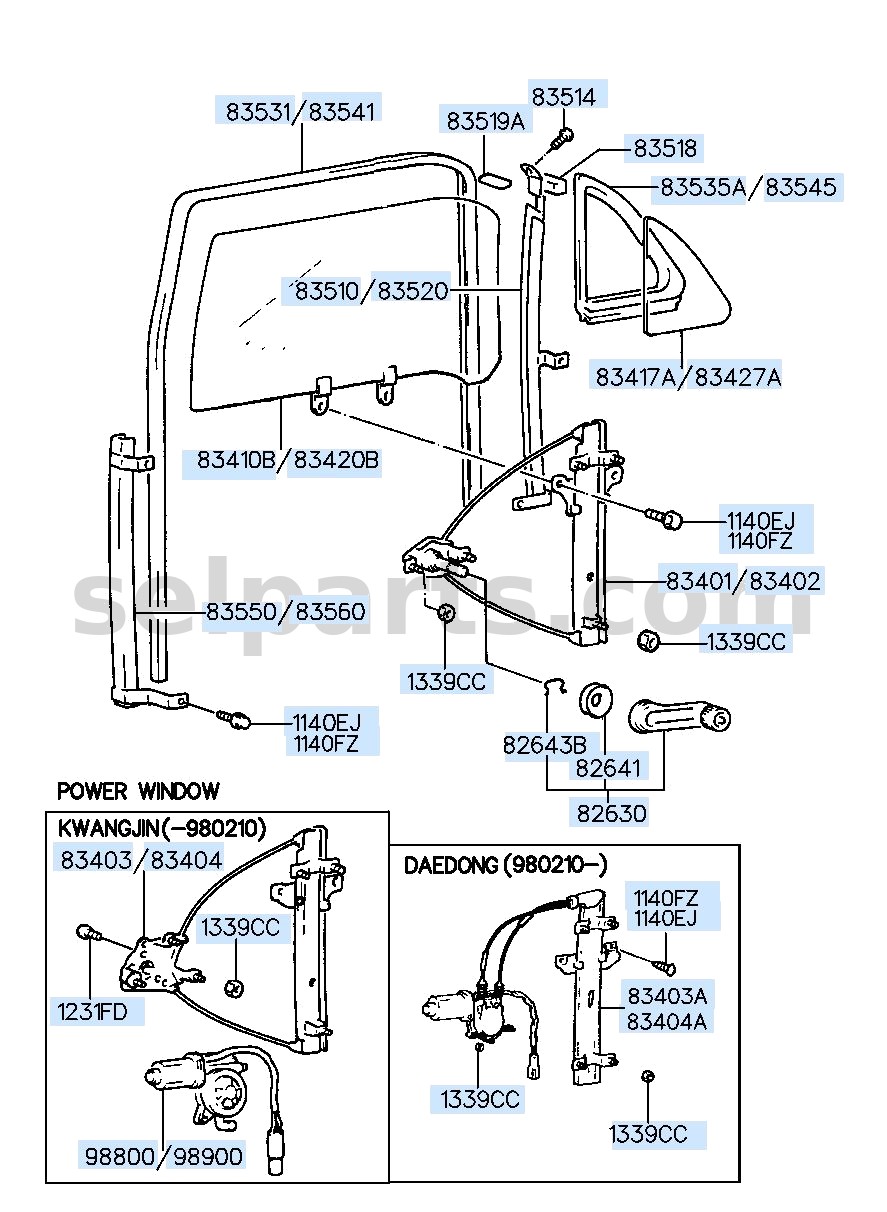 Genuine GLASS ASSY-REAR DOOR,RH for Hyundai Sonata #83420C1000
