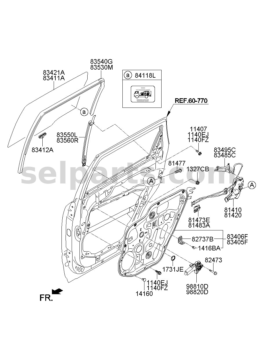 Genuine MOTOR ASSY - REAR DOOR POWER REGULATOR RH for Kia MOHAVE 16 (2016-2019) #834602J000