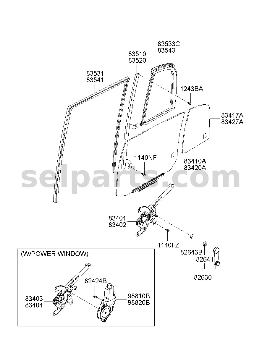 Genuine MOTOR ASSY-POWER WDO REG RR,RH for Hyundai Sonata #83460C1000